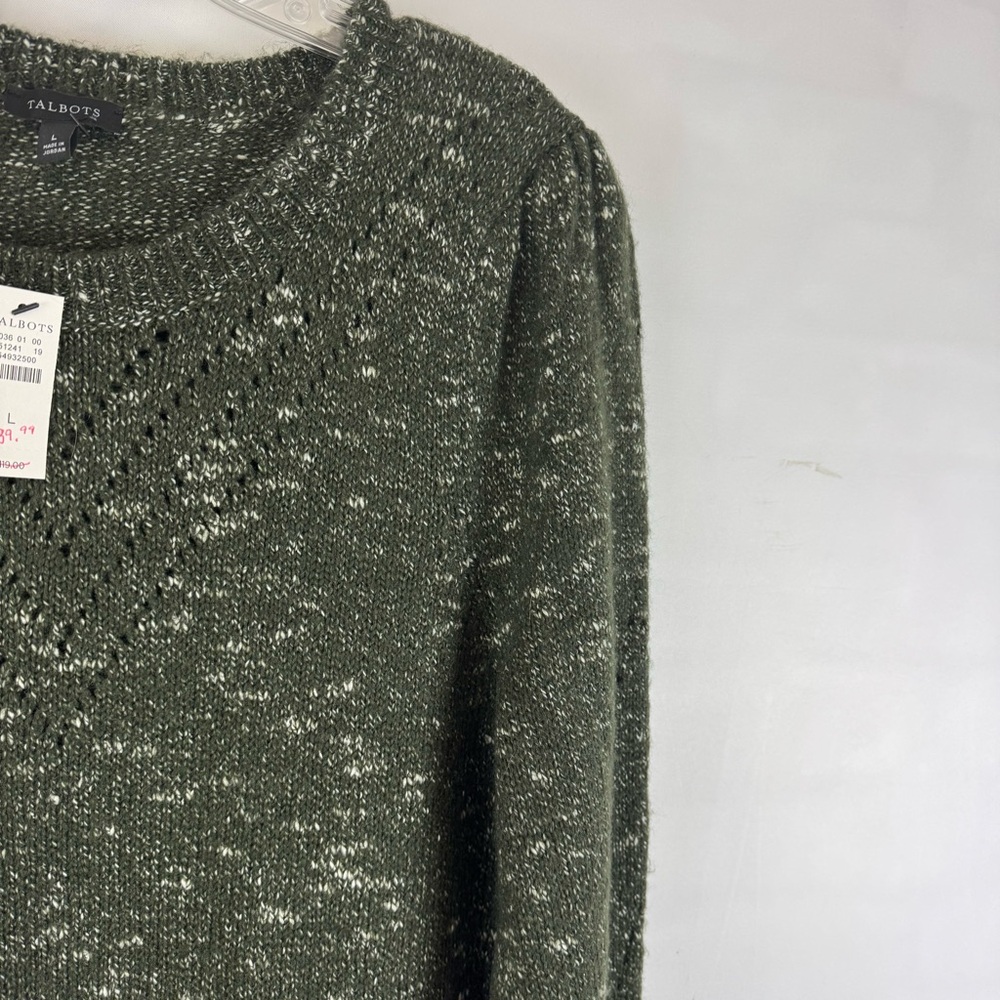 Talbots Womens‎ Green Marled Knit Long Sleeve Sweater Dress Size L NWT - Picture 7 of 12